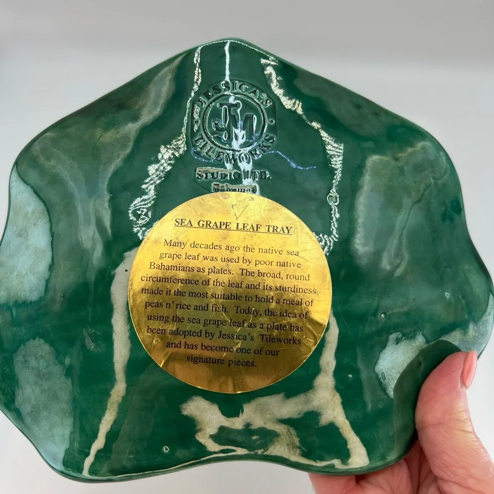 Jessica’s Tileworks Studio Sea Grape Leaf Dish Tray Plate  Made In The Bahamas